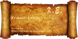 Krausz Ervin névjegykártya
